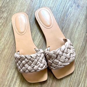 Marc Fisher Women's Beige Woven Slide Sandals